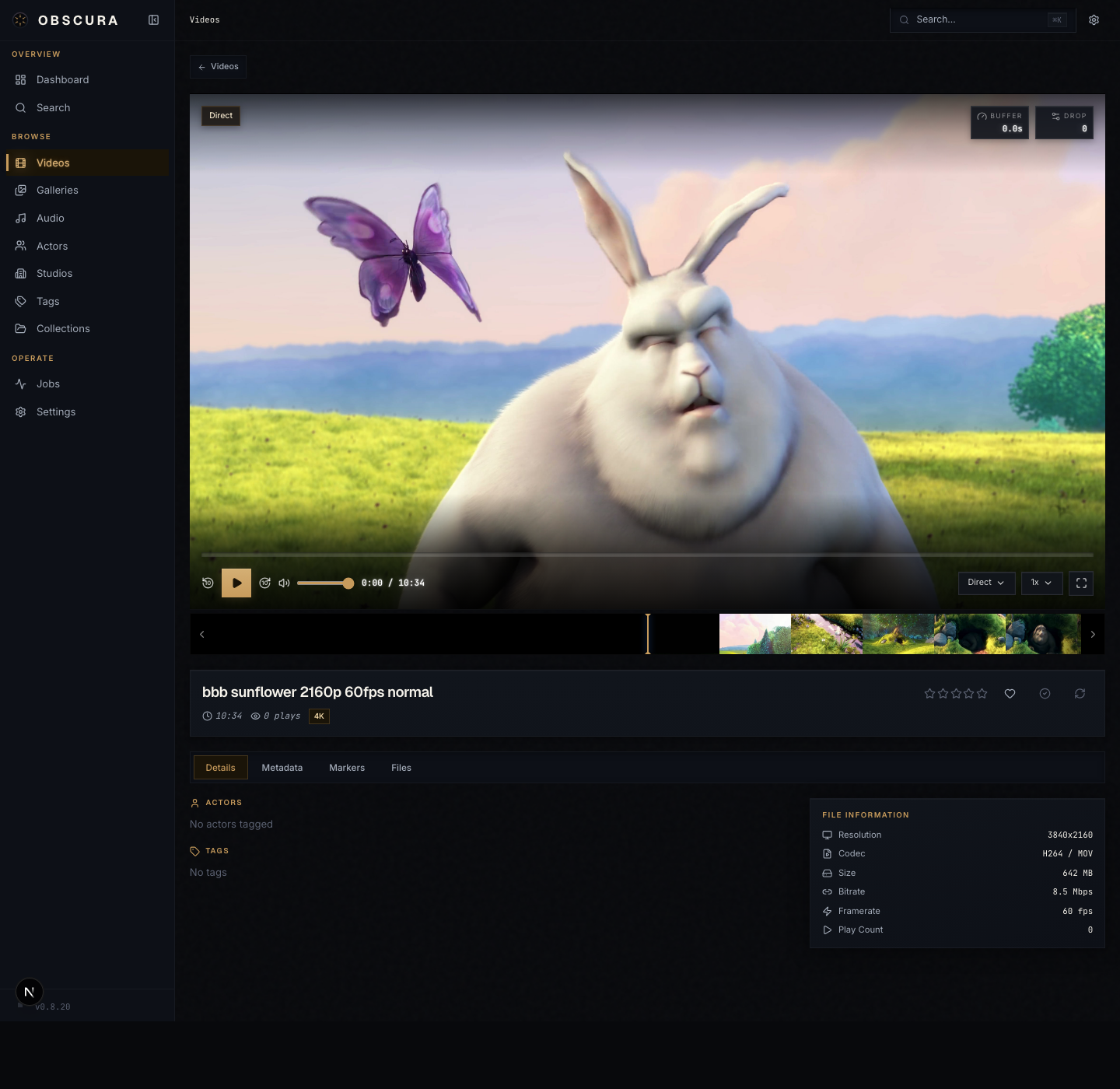Scene detail with video player