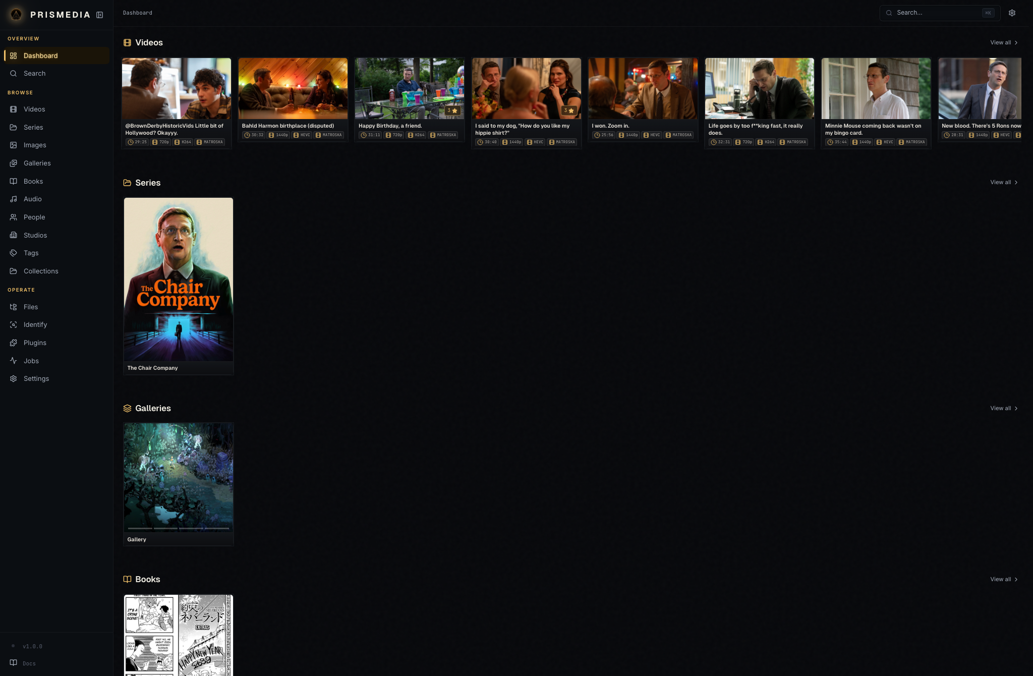 Prismedia dashboard